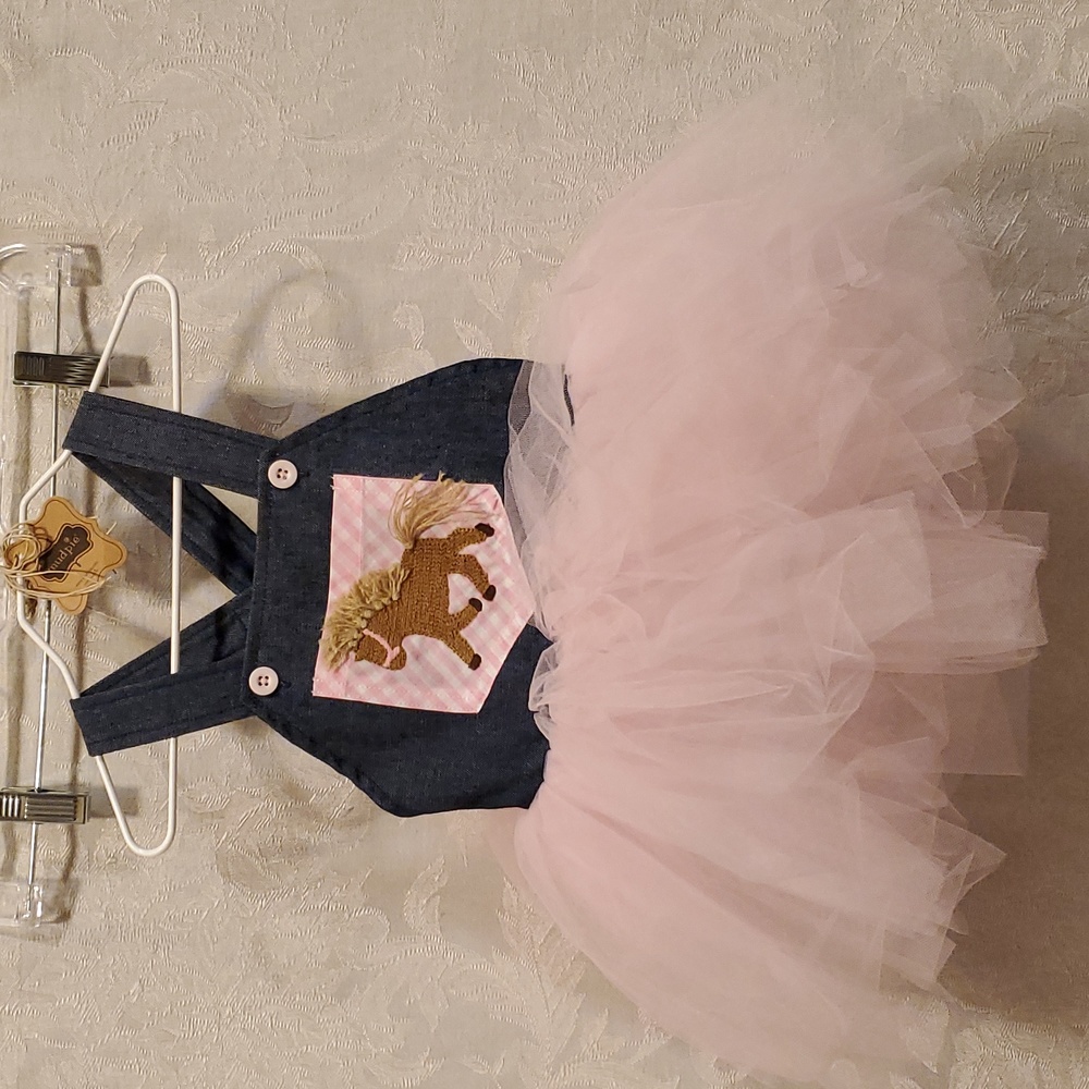 SZ. 12-18 MONTHS  MUD PIE WILD WEST GIRL'S OVERALL TUTU DRESS
